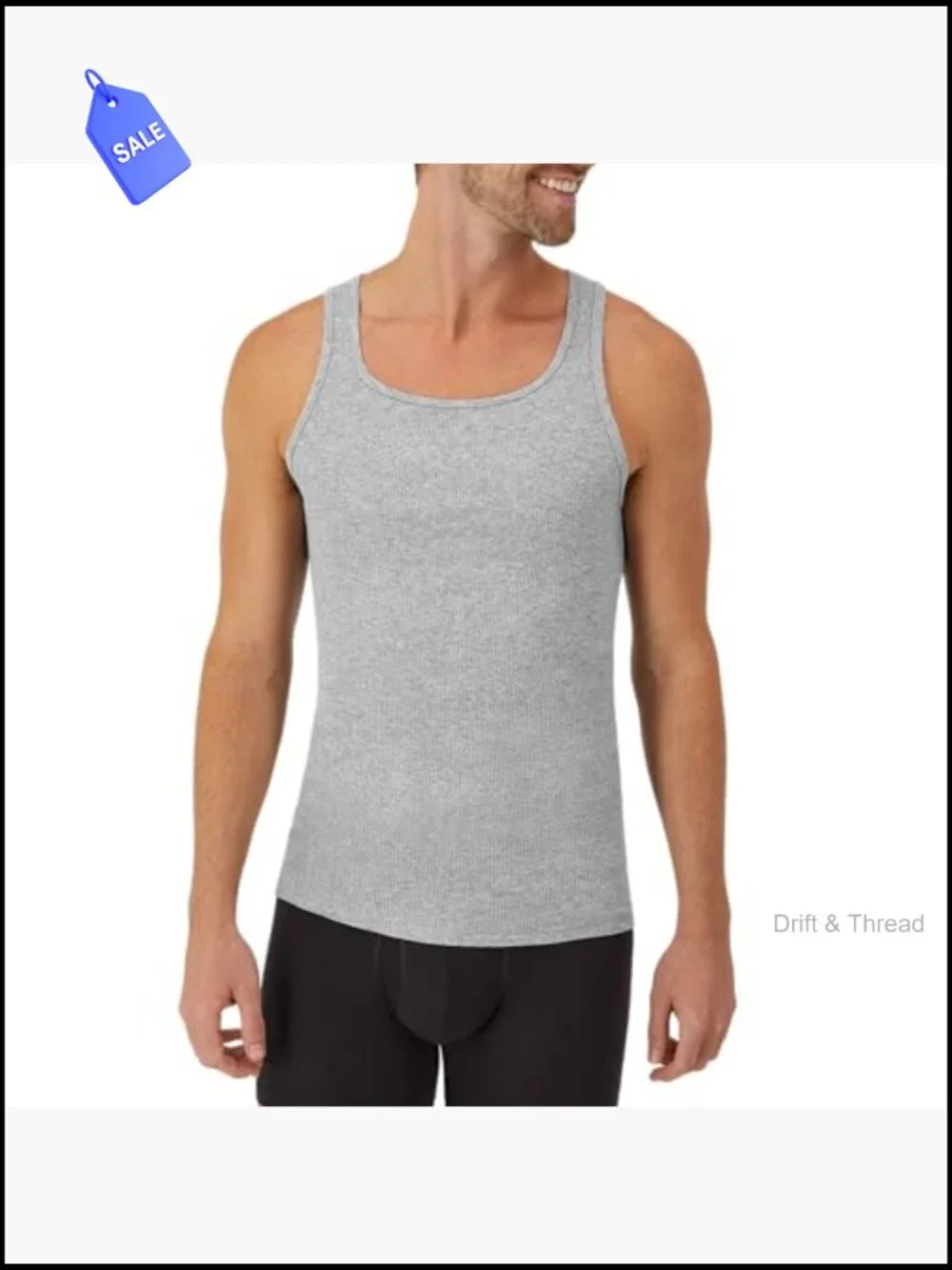 Men's Cotton Tank Undershirt 6-Pack, Breathable, Moisture-Wicking, Scoop Neck,